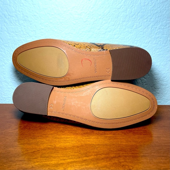 Vionic Willa Boa Print 8.5 Shoes Brown Tan Slip On Loafers NICE! Dress Comfort - Picture 10 of 11